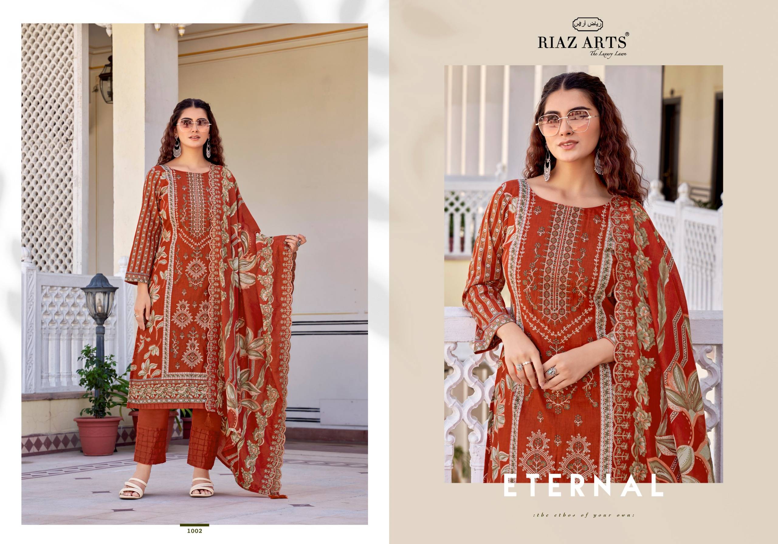 ABU REHAN-2 By RIAZ ARTS 1001 To 1006 Series Pakistani Suits Ethnic Wear LAWN COTTON CAMRIC Dresses At Wholesale
